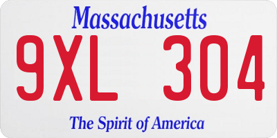 MA license plate 9XL304