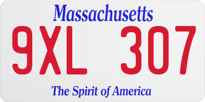 MA license plate 9XL307