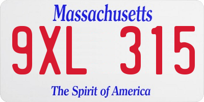 MA license plate 9XL315