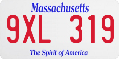 MA license plate 9XL319