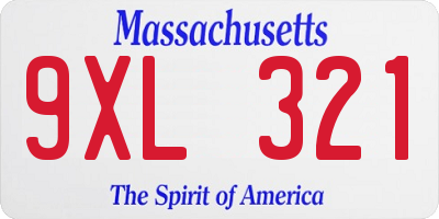 MA license plate 9XL321