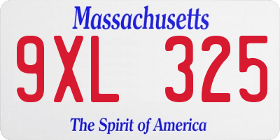 MA license plate 9XL325