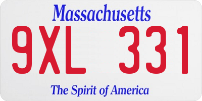 MA license plate 9XL331