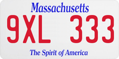 MA license plate 9XL333