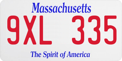 MA license plate 9XL335