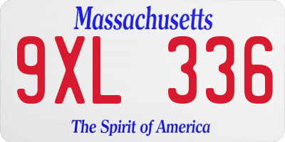 MA license plate 9XL336