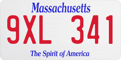 MA license plate 9XL341