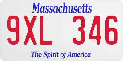 MA license plate 9XL346
