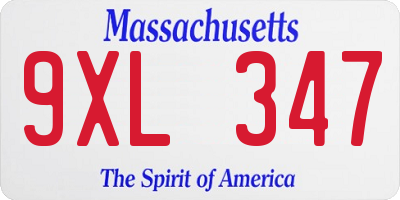 MA license plate 9XL347