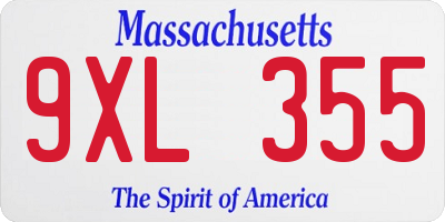MA license plate 9XL355
