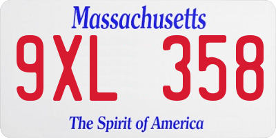 MA license plate 9XL358