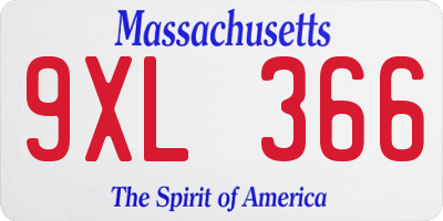 MA license plate 9XL366