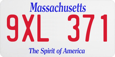 MA license plate 9XL371