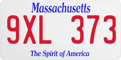 MA license plate 9XL373