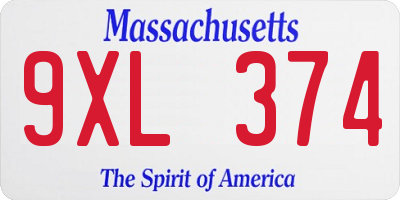 MA license plate 9XL374