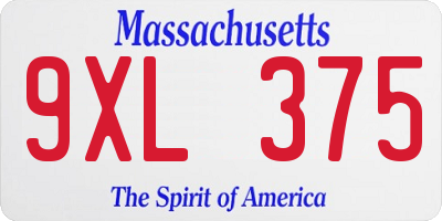 MA license plate 9XL375