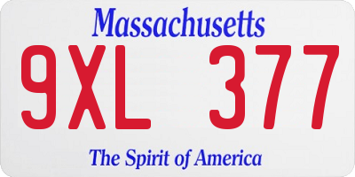 MA license plate 9XL377