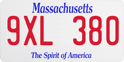 MA license plate 9XL380