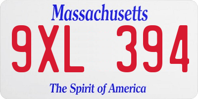 MA license plate 9XL394