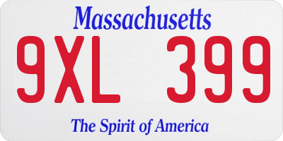 MA license plate 9XL399
