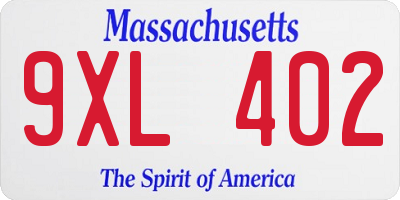 MA license plate 9XL402