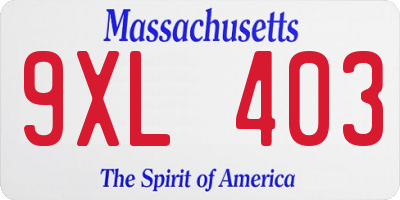 MA license plate 9XL403
