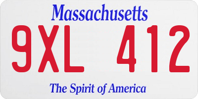 MA license plate 9XL412