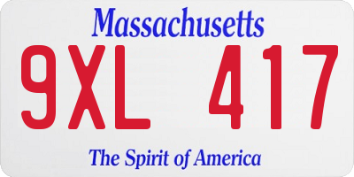 MA license plate 9XL417