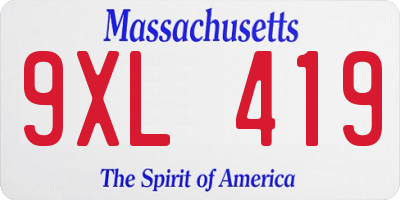 MA license plate 9XL419