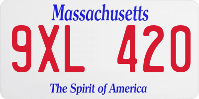MA license plate 9XL420