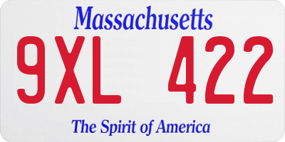 MA license plate 9XL422