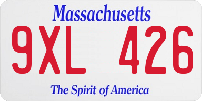 MA license plate 9XL426