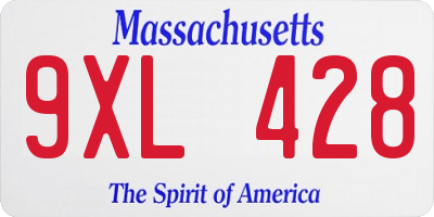 MA license plate 9XL428