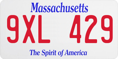 MA license plate 9XL429