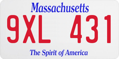MA license plate 9XL431