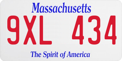 MA license plate 9XL434