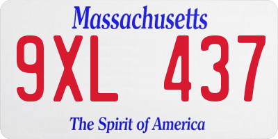 MA license plate 9XL437