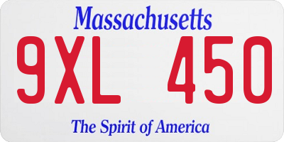 MA license plate 9XL450