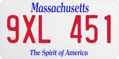MA license plate 9XL451