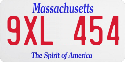 MA license plate 9XL454