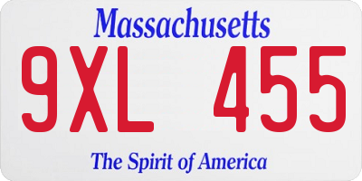 MA license plate 9XL455