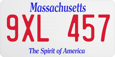 MA license plate 9XL457