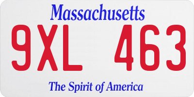 MA license plate 9XL463