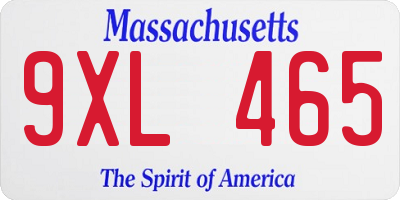 MA license plate 9XL465