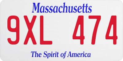 MA license plate 9XL474
