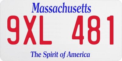 MA license plate 9XL481
