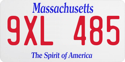 MA license plate 9XL485