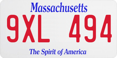 MA license plate 9XL494