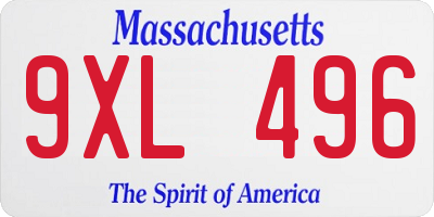 MA license plate 9XL496