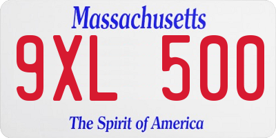 MA license plate 9XL500